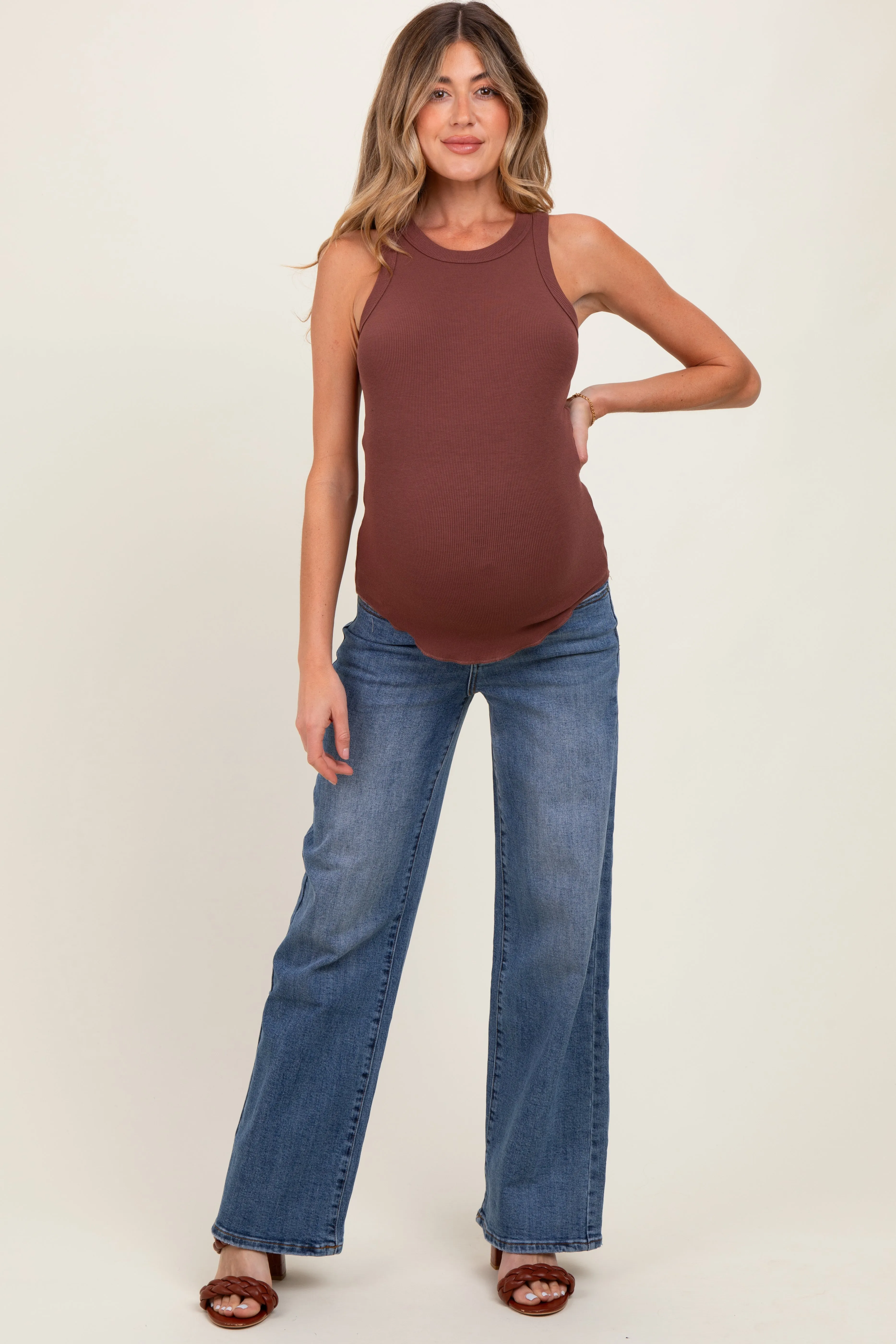 Medium Classic Wash Wide Leg Maternity Jeans sold by Pinkblush product image thumbnail 2