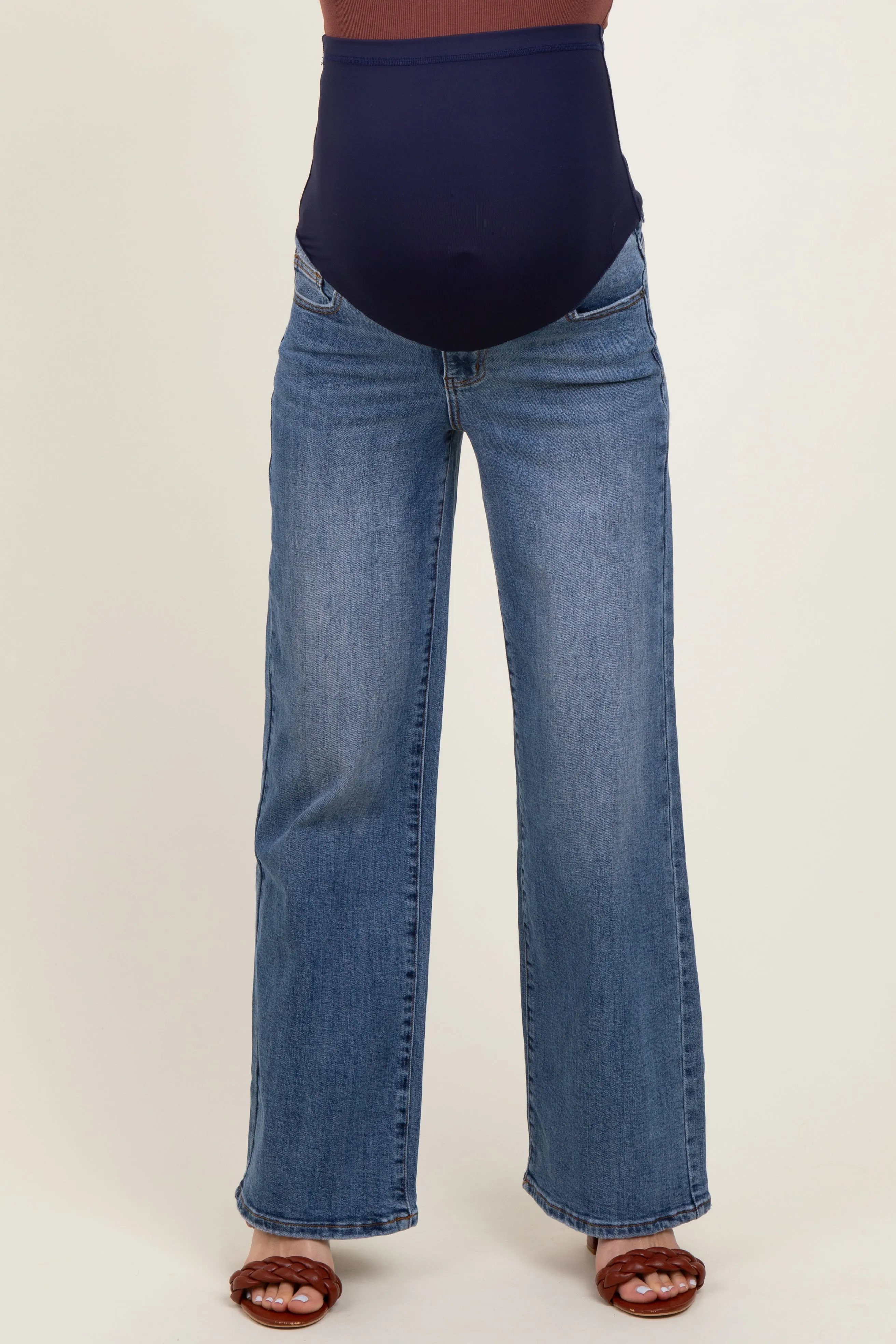 Medium Classic Wash Wide Leg Maternity Jeans sold by Pinkblush product image thumbnail 3