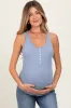 Blue Button Front Maternity Tank Top sold by Pinkblush