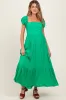 Green Ruffle Detail Square Neck Maternity Maxi Dress sold by Pinkblush