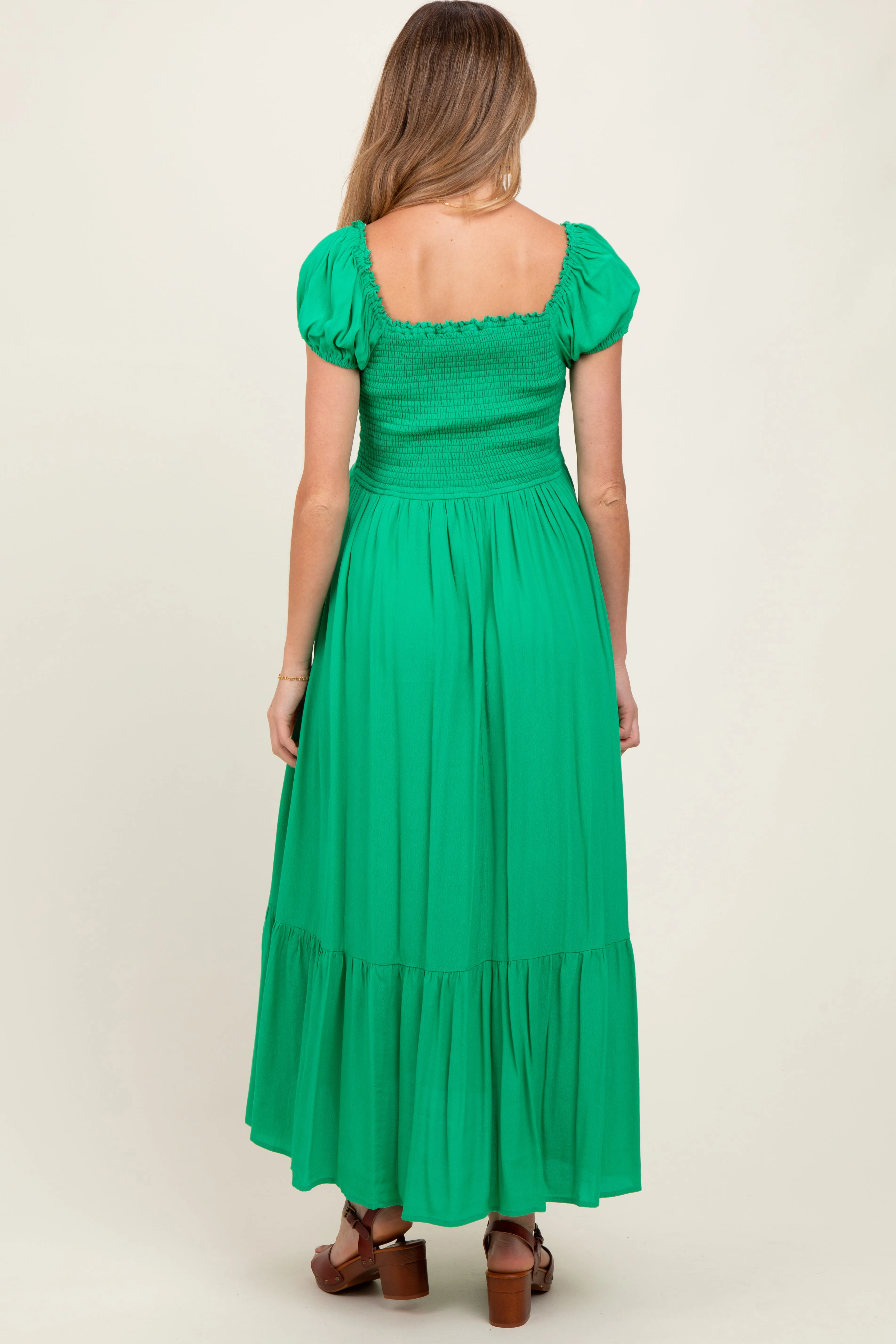 Green Ruffle Detail Square Neck Maternity Maxi Dress sold by Pinkblush product image thumbnail 3
