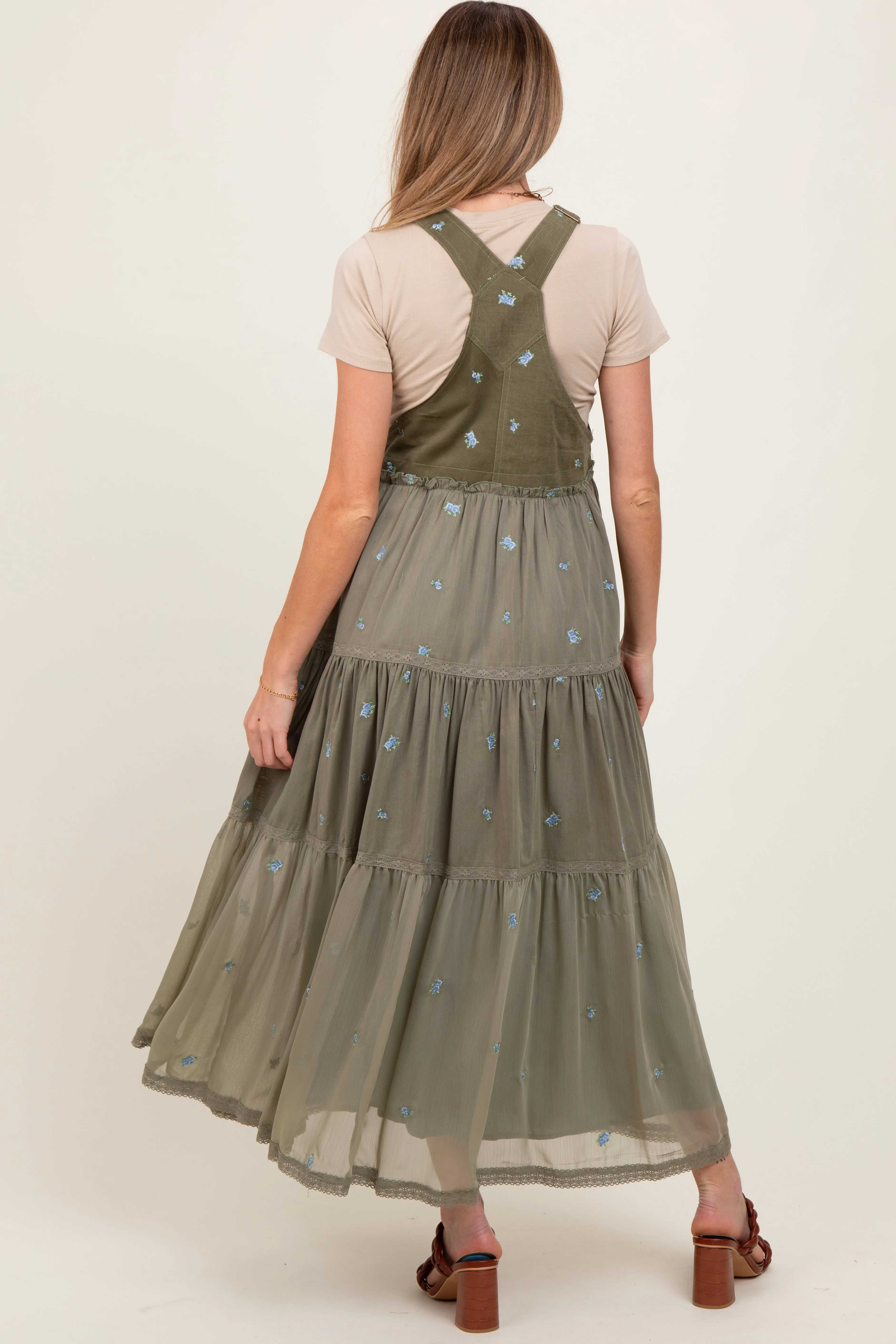 Olive Embroidered Floral Maternity Skirtall sold by Pinkblush product image thumbnail 3