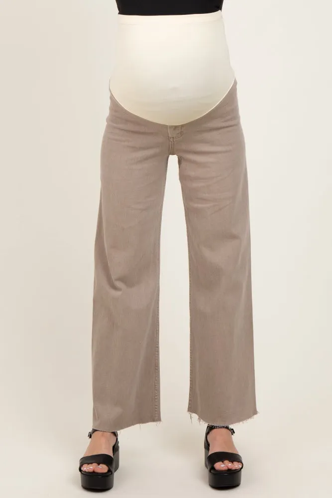 Light Taupe Raw Hem Wide Leg Maternity Jeans sold by Pinkblush product image thumbnail 3