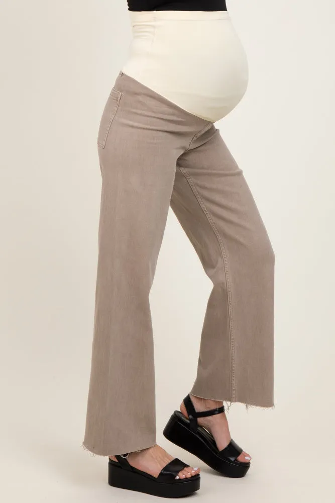 Light Taupe Raw Hem Wide Leg Maternity Jeans sold by Pinkblush product image thumbnail 4