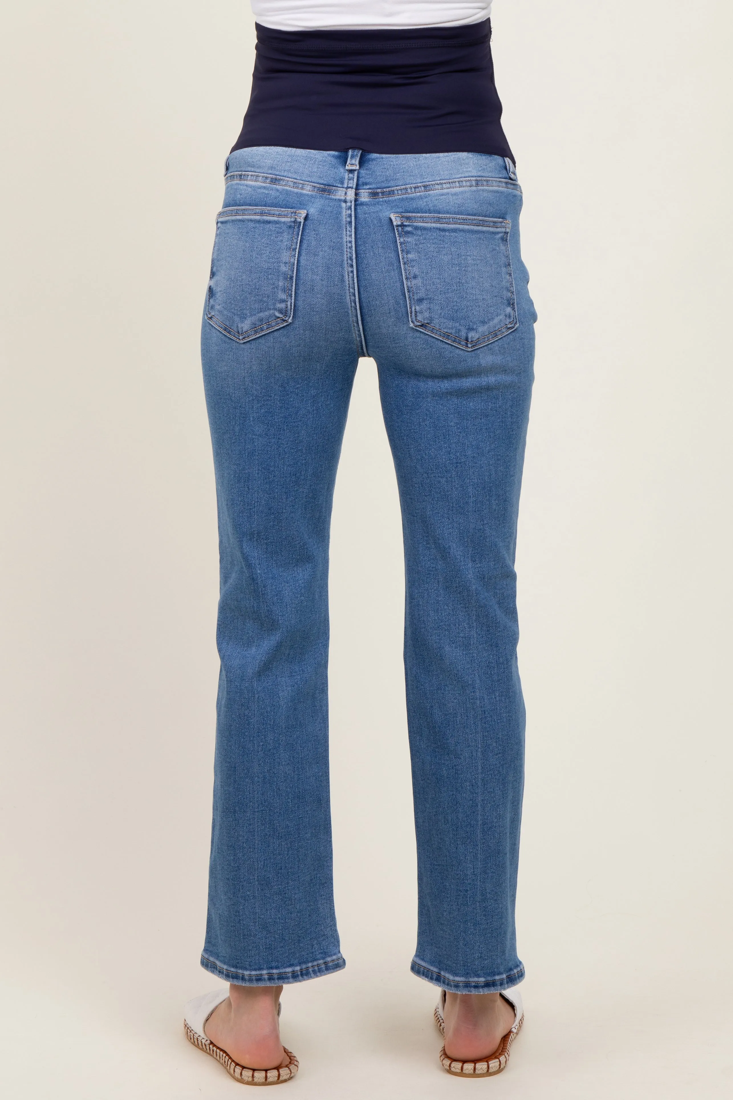 Blue Cropped Straight Leg Maternity Jeans sold by Pinkblush product image thumbnail 4