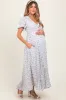 Light Blue Floral Button Down Maternity Dress sold by Pinkblush