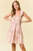 Pink Floral Ruffle Sleeve Tiered Mini Dress sold by Pinkblush
