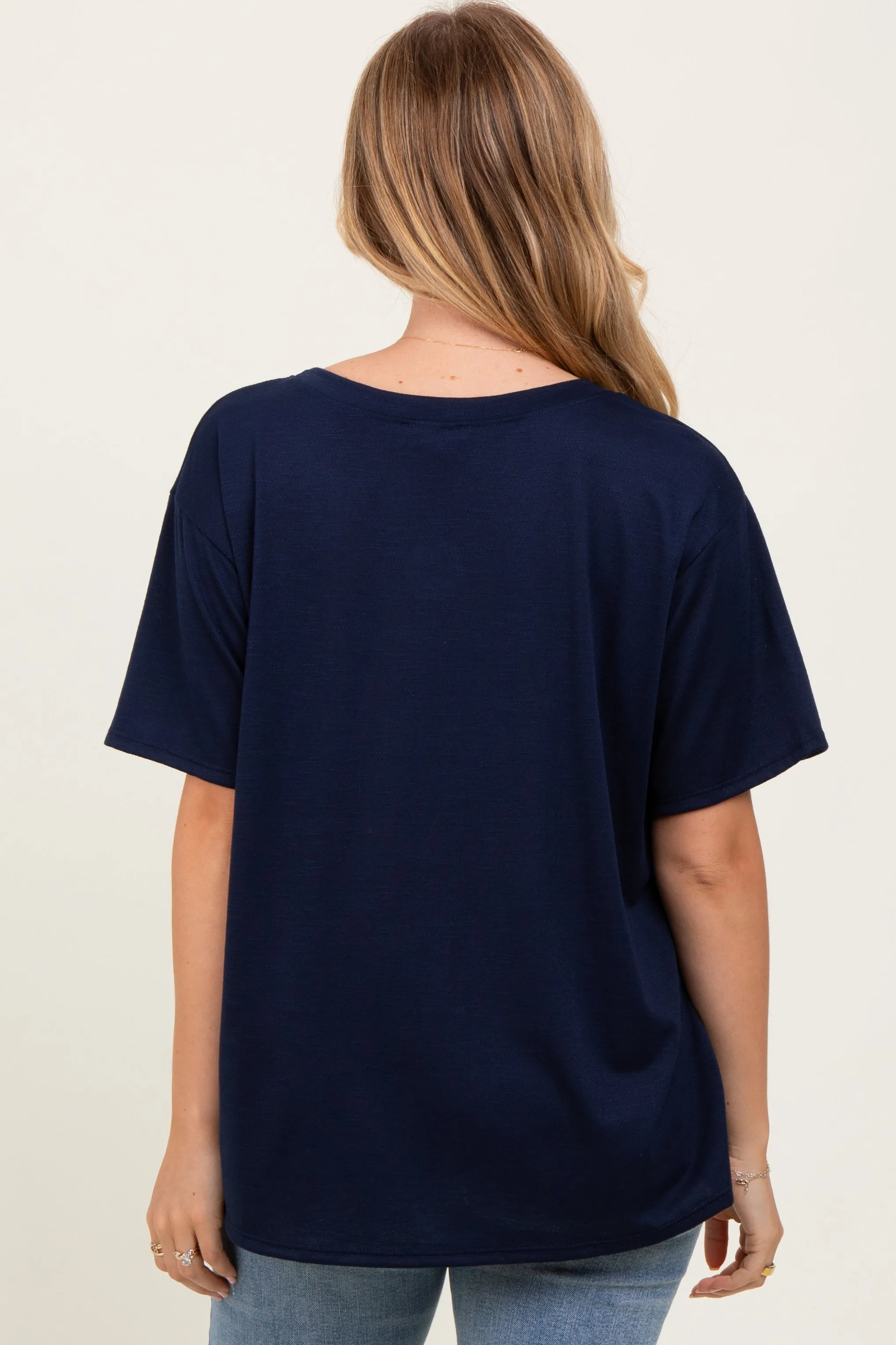 Navy Relaxed Fit Short Sleeve Tee sold by Pinkblush product image thumbnail 4