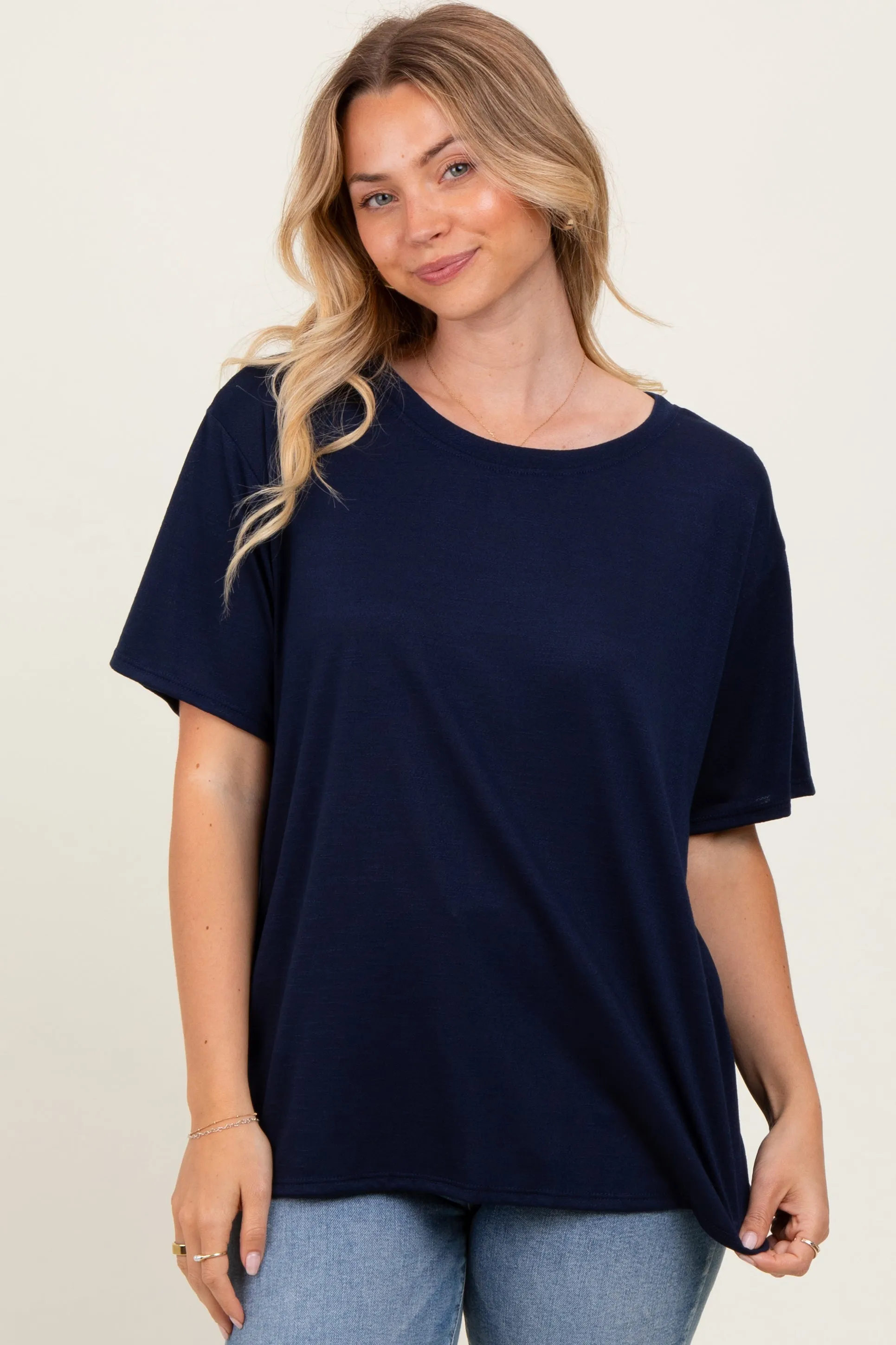 Navy Relaxed Fit Short Sleeve Tee sold by Pinkblush product image thumbnail 2