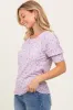 Lavender Floral Ribbed Puff Sleeve Top sold by Pinkblush