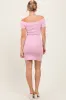 Light Pink Off Shoulder Knit Mini Dress sold by Pinkblush