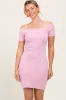 Light Pink Off Shoulder Knit Mini Dress sold by Pinkblush