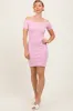 Light Pink Off Shoulder Knit Mini Dress sold by Pinkblush