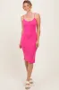 Fuchsia Ribbed Button Midi Dress sold by Pinkblush