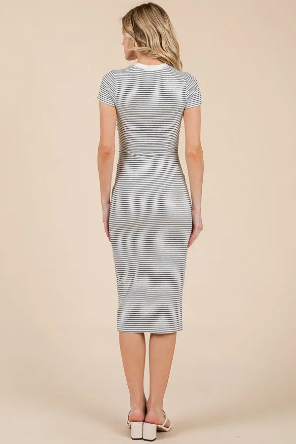 White/Black Asymmetrical Ruched T-Shirt Dress sold by Pinkblush product image thumbnail 3