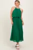 Green Pleated Woven Midi Dress sold by Pinkblush