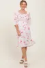 Pink Floral Smocked Midi Dress sold by Pinkblush