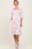 Pink Floral Smocked Midi Dress sold by Pinkblush
