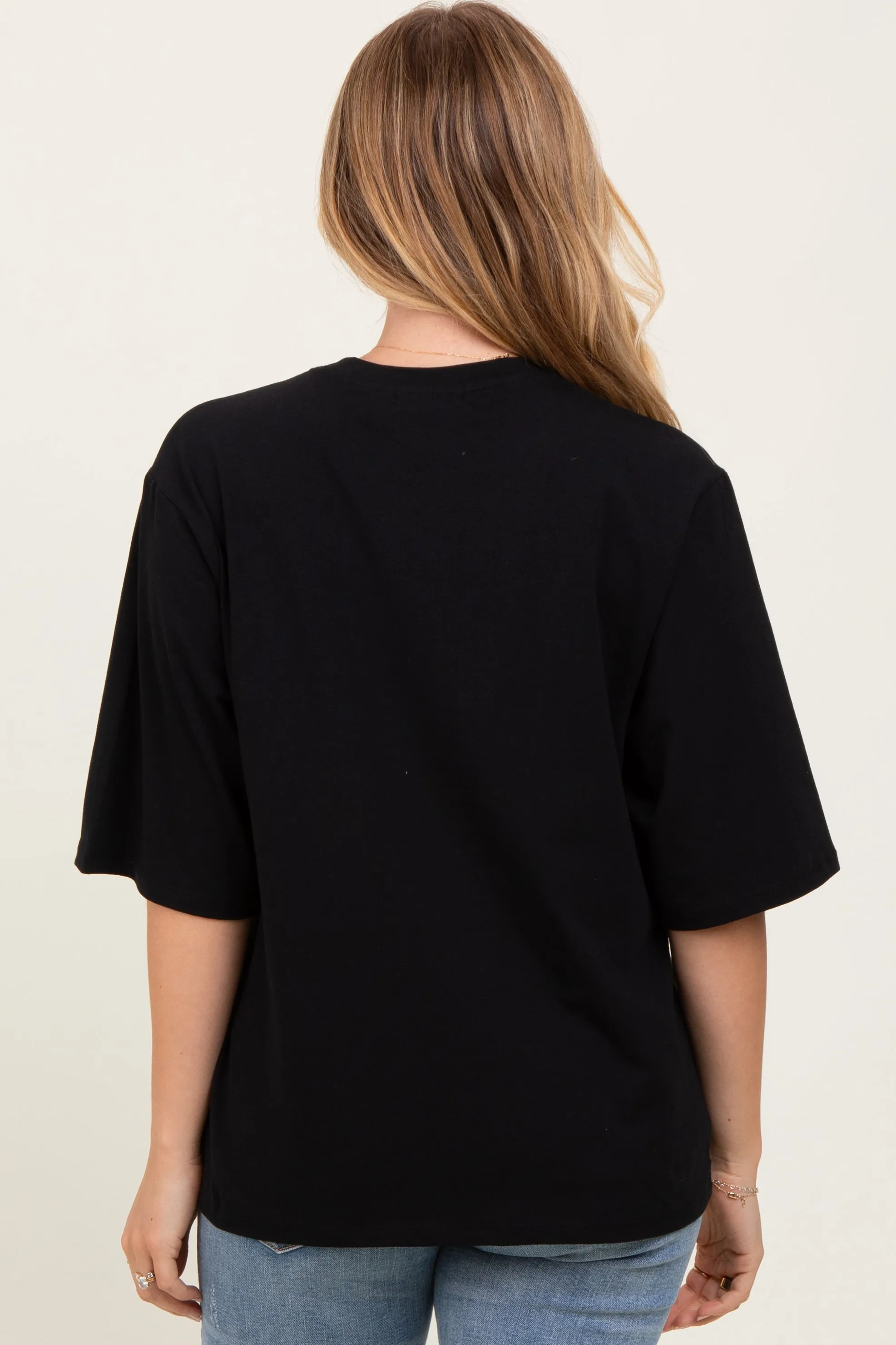 Black Crew Neck Oversized Tee sold by Pinkblush product image thumbnail 3