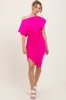Fuchsia One Shoulder Ruched Dress sold by Pinkblush