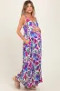 Purple Leaf Print Sleeveless Maternity Maxi Dress sold by Pinkblush