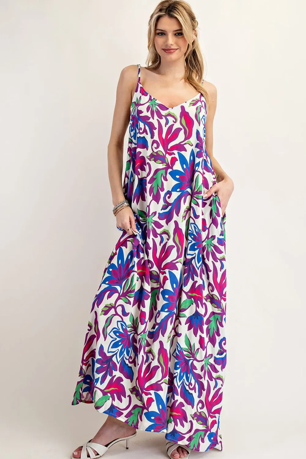 Purple Leaf Print Sleeveless Maternity Maxi Dress sold by Pinkblush product image thumbnail 5