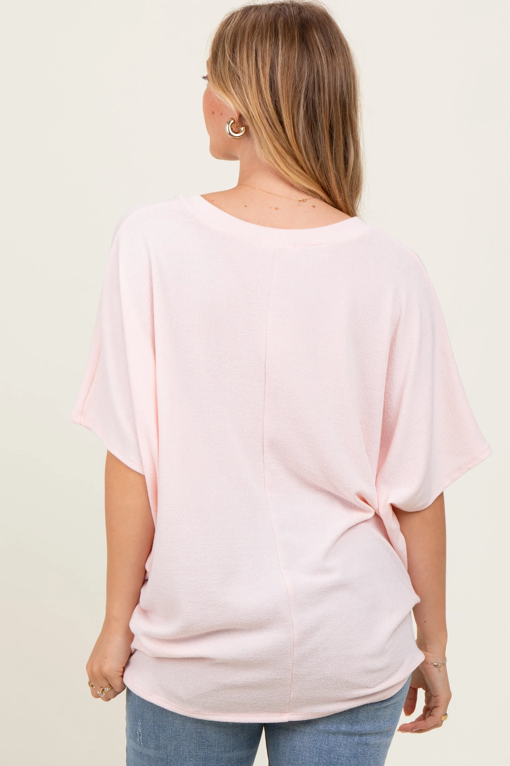 Light Pink V-Neck Crepe Knit Top sold by Pinkblush product image thumbnail 4