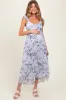 Lilac Floral Textured Open Back Tie Maternity Maxi Dress sold by Pinkblush