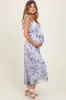 Lilac Floral Textured Open Back Tie Maternity Maxi Dress sold by Pinkblush