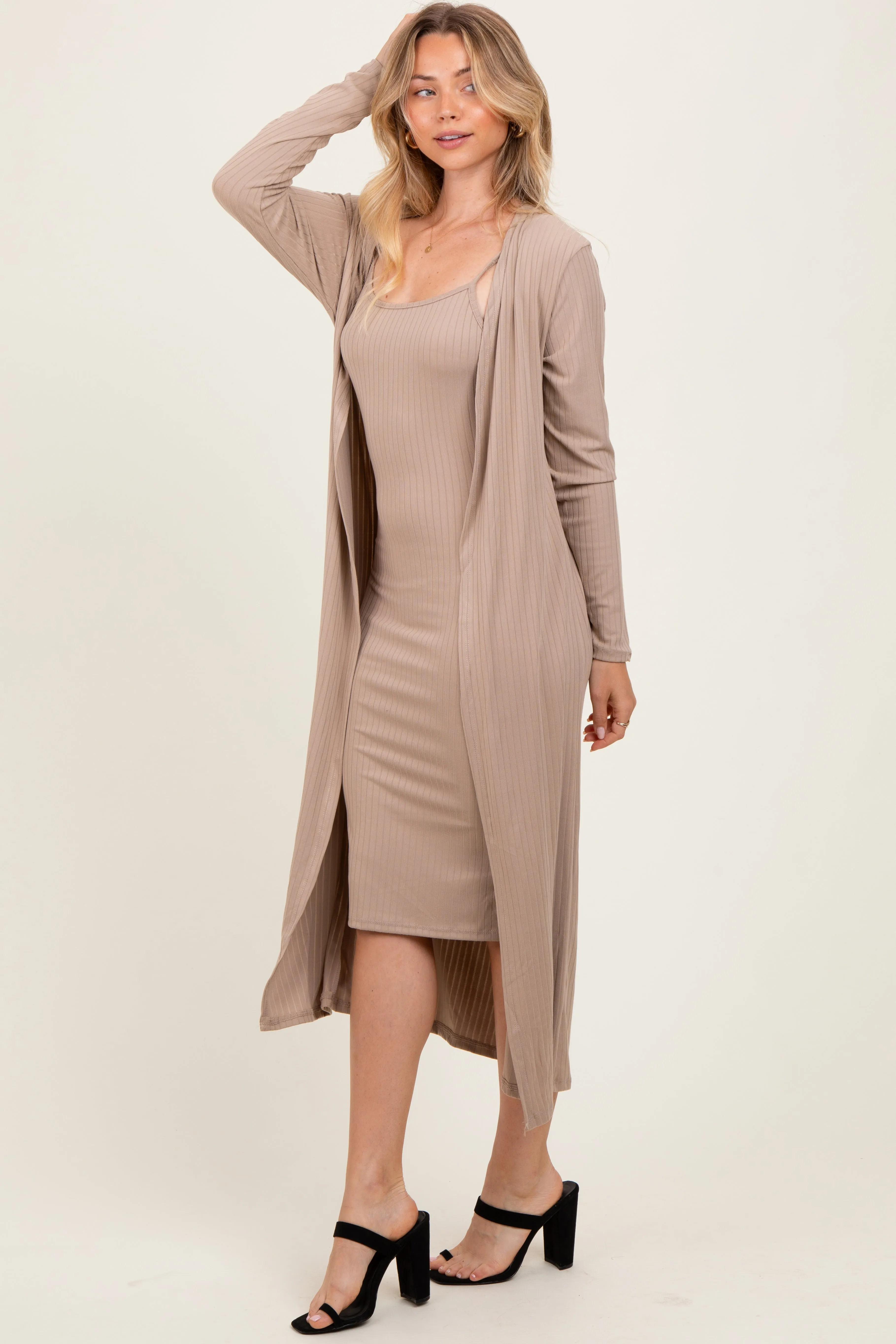 Cream Ribbed Cardigan 2 Piece Set sold by Pinkblush product image thumbnail 3