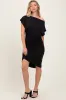 Black One Shoulder Ruched Dress sold by Pinkblush