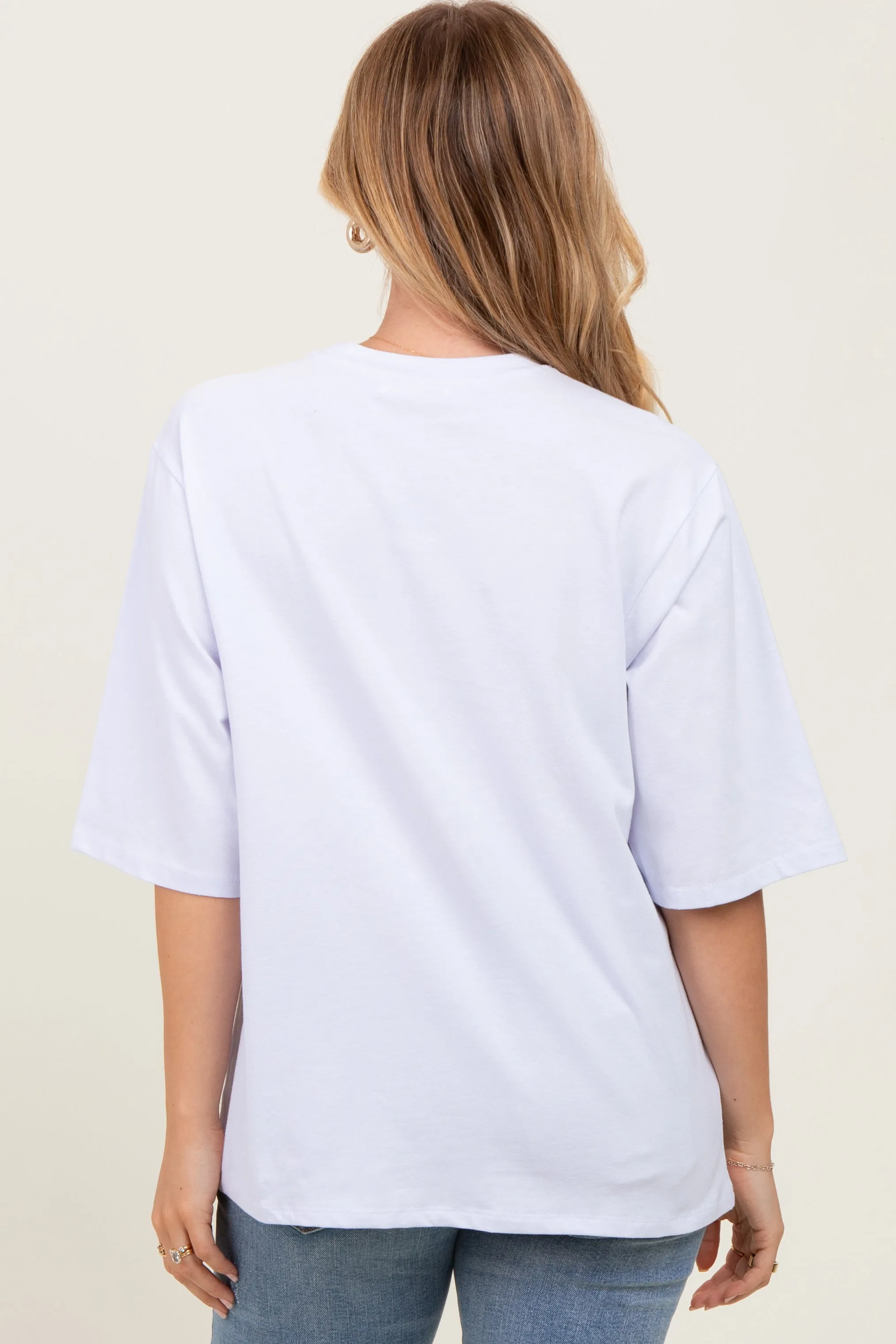White Crew Neck Oversized Tee sold by Pinkblush product image thumbnail 4