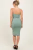 Sage Ribbed Button Midi Dress sold by Pinkblush