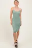 Sage Ribbed Button Midi Dress sold by Pinkblush