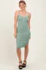 Sage Ribbed Button Midi Dress sold by Pinkblush