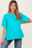 Turquoise Oversized Raw Hem Short Sleeve Maternity Tee sold by Pinkblush