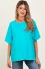Turquoise Oversized Raw Hem Short Sleeve Maternity Tee sold by Pinkblush