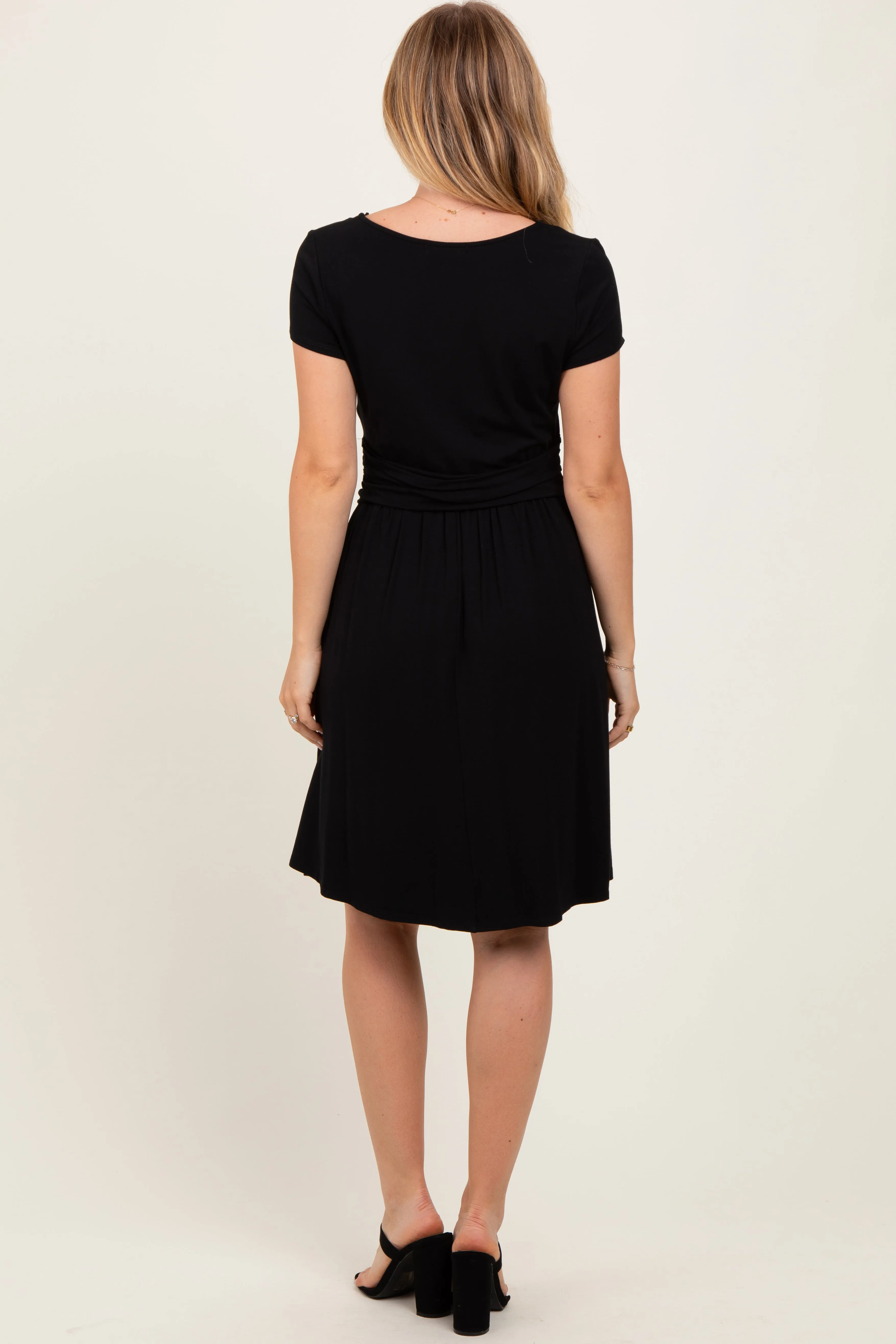 Black Twist Front Short Sleeve Dress sold by Pinkblush product image thumbnail 4