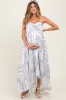 Light Blue Hi-Lo Spaghetti Strap Patchwork Ruffle Maternity Maxi Dress sold by Pinkblush