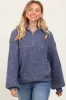 Blue Chunky Knit Quarter Zip Sweater sold by Pinkblush