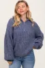 Blue Chunky Knit Quarter Zip Sweater sold by Pinkblush