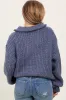 Blue Chunky Knit Quarter Zip Sweater sold by Pinkblush