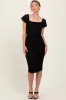 Black Mesh Ruched Off Shoulder Fitted Dress sold by Pinkblush