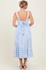 Light Blue Stripe Back Ribbon Tie Midi Dress sold by Pinkblush