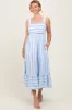 Light Blue Stripe Back Ribbon Tie Midi Dress sold by Pinkblush