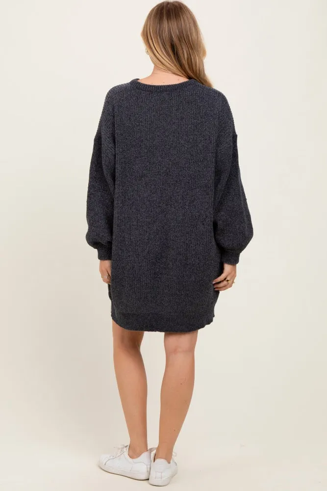 Charcoal Chenille Knit Sweater Dress sold by Pinkblush product image thumbnail 3
