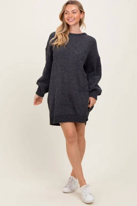 Charcoal Chenille Knit Sweater Dress sold by Pinkblush