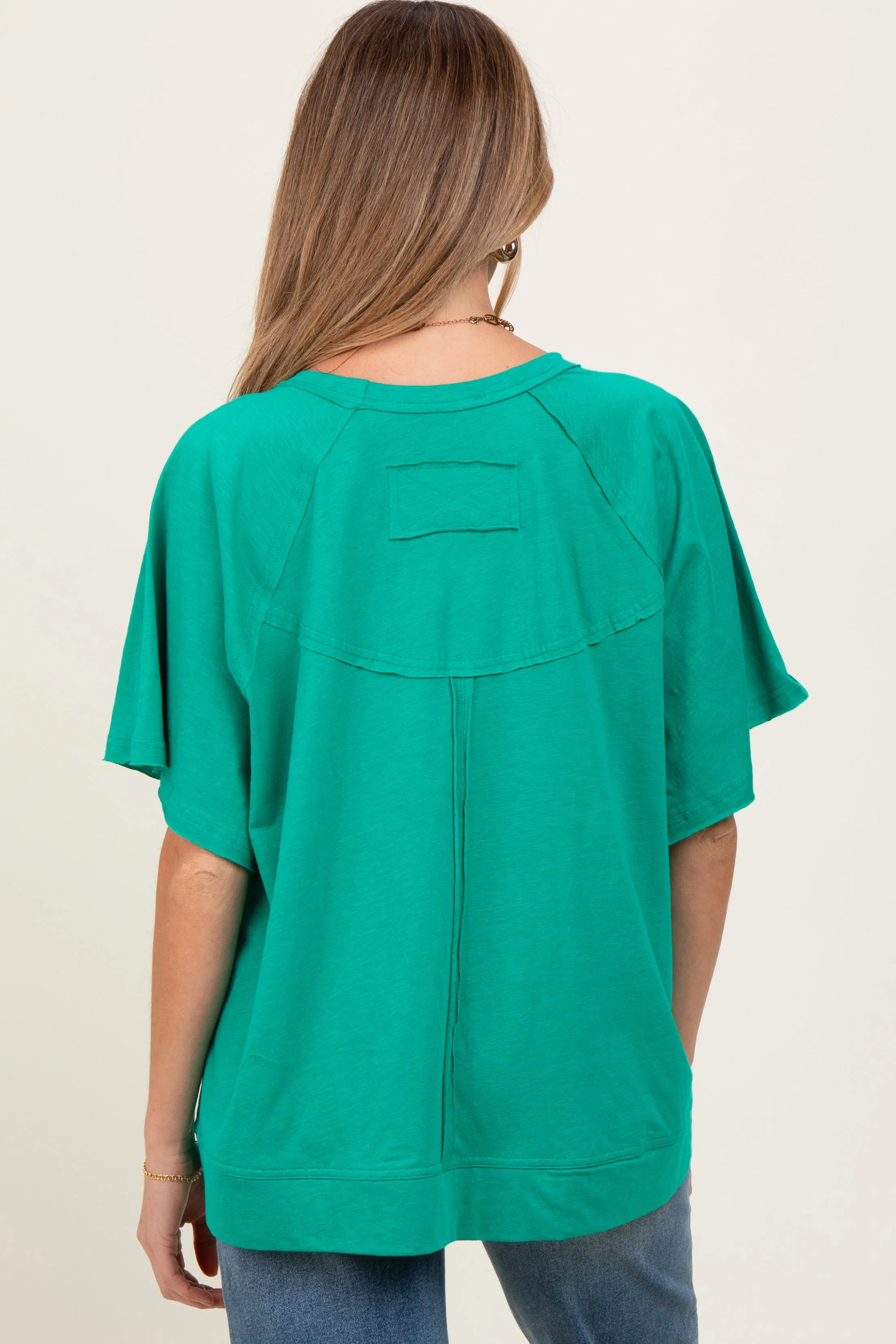 Green Oversized Raw Hem Short Sleeve Maternity Tee sold by Pinkblush product image thumbnail 2