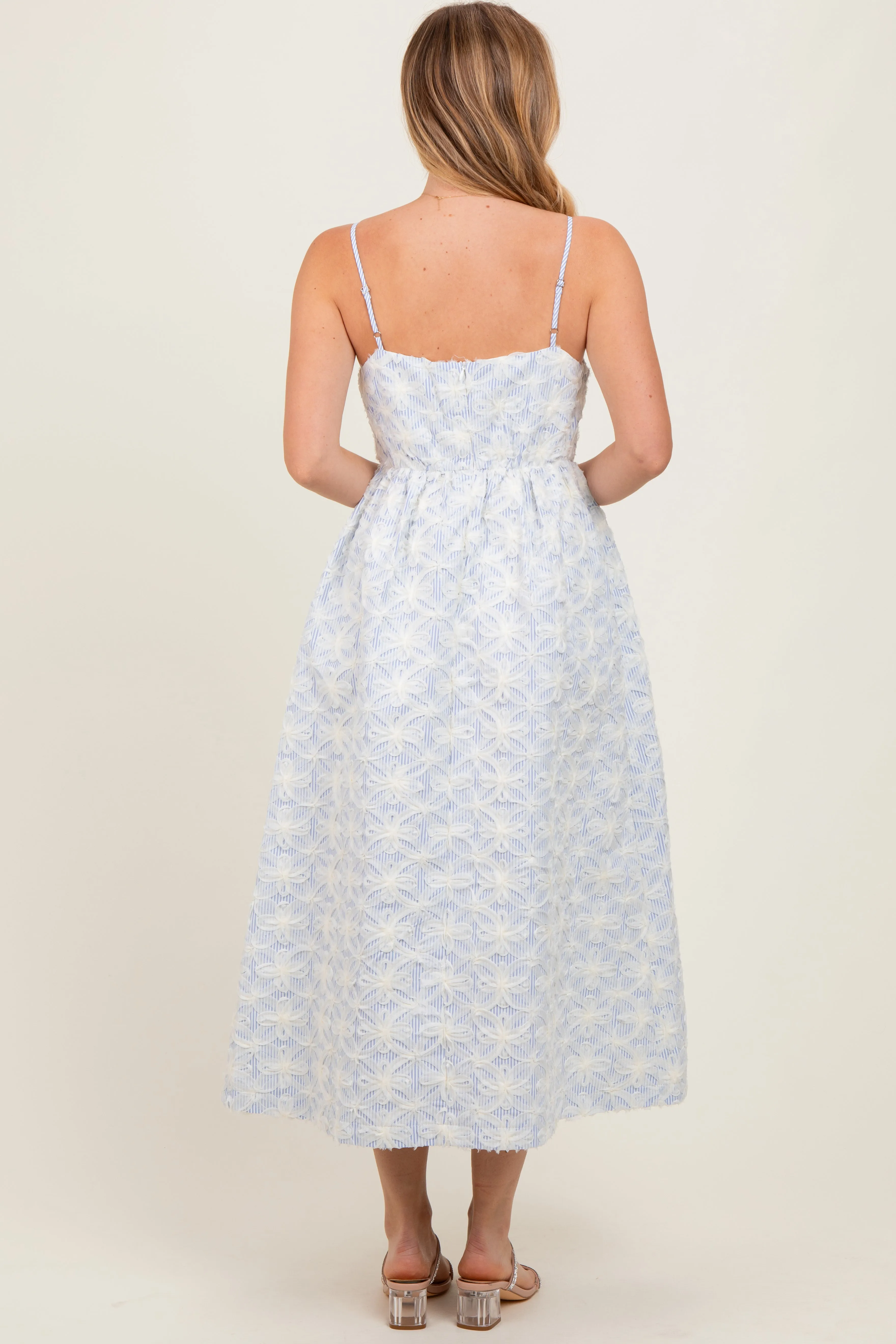 Blue Striped Floral Applique Midi Dress sold by Pinkblush product image thumbnail 4