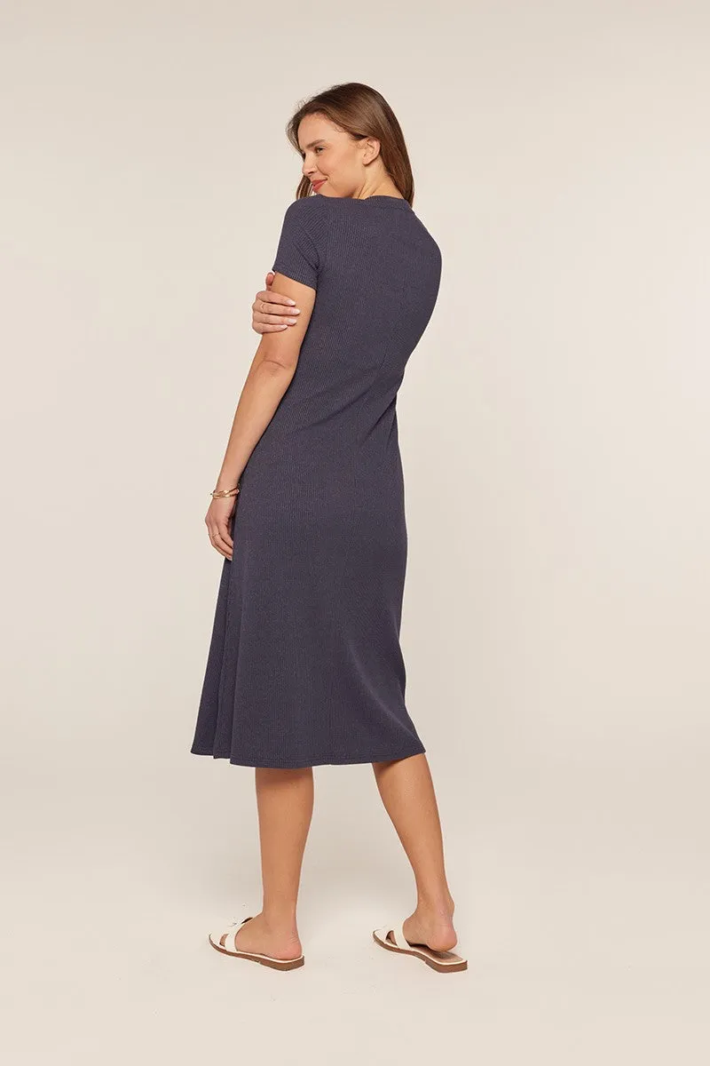 Navy Basic Ribbed Knit Midi Dress sold by Pinkblush product image thumbnail 4